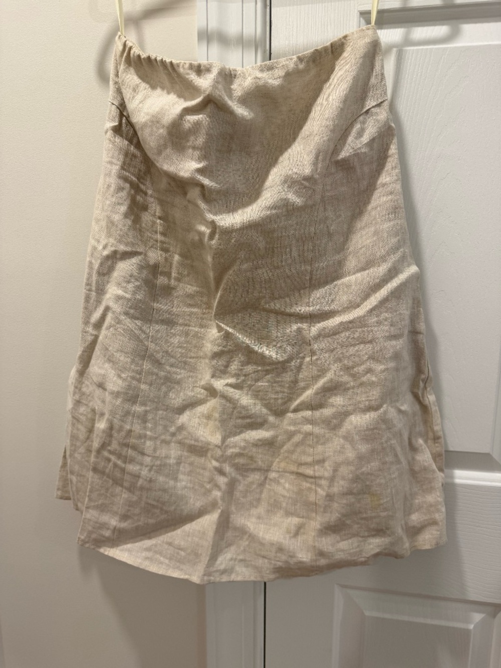 DISHH Strapless Cream/Tan Linen Dress | US 8